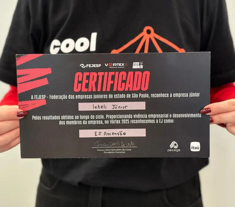 Certificado do Prêmio Vortex Conquistado em 2025